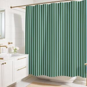 New Worthwile Goods Green & Teal Striped Modern Shower Curtain 72" x 72"